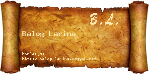 Balog Larina névjegykártya